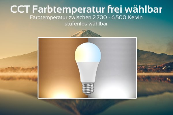 E27 10W RGB+CCT Wi-Fi Smart LED-Lampe 806 Lumen
